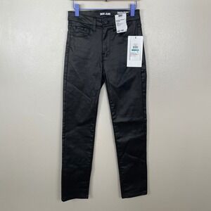 DKNY Jeans Women's 24 Waverly Straight Leg Black Coated High Rise  NEW‎